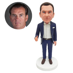 custom made bobble head figure male colleague with thumb up