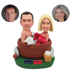 custom bobbleheads figures bathers couple taking a bath