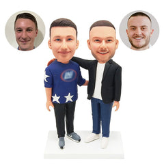 custom bobbleheads figures best friends with arms around each other