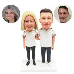 custom sport fan bobbleheads figures football couple with arms acrossed each other