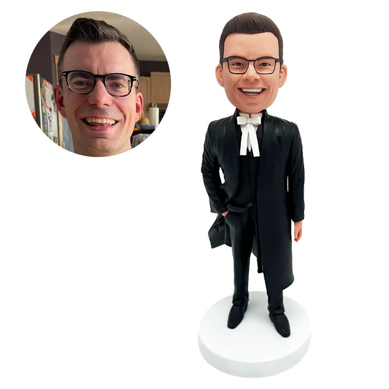 customized bobblehead figure lawyer with one hand in pocket