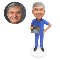 customized bobblehead figure male doctor holding a X ray film