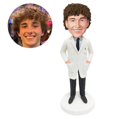 customized bobblehead figure male doctor with hands in pockets