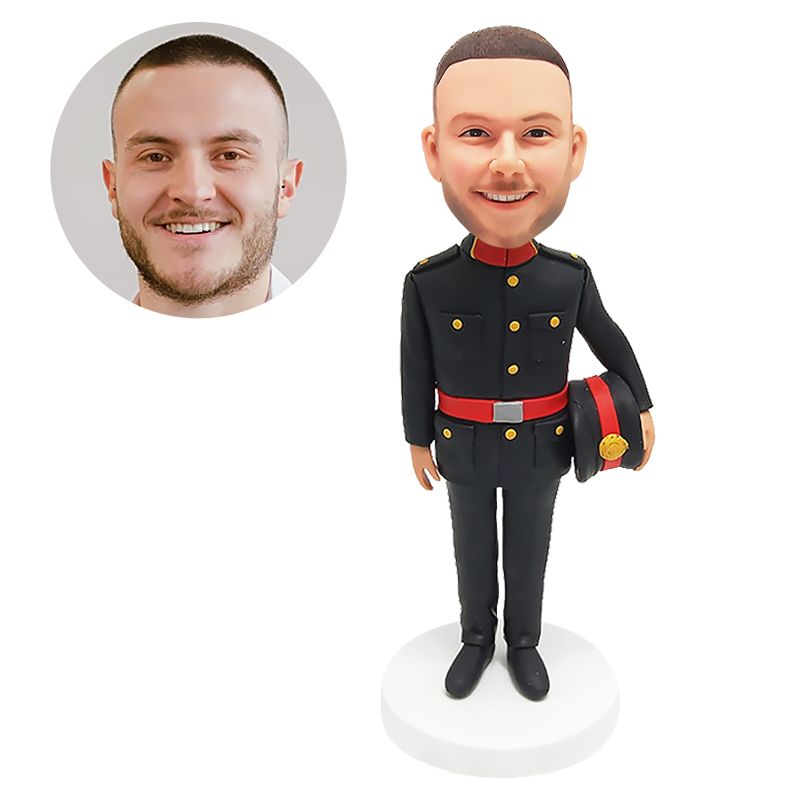 custom made bobblehead figure policeman holding a hat