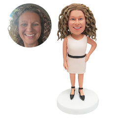 custom bobble head figure elegant lady with one hand on the hip