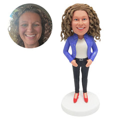 custom bobble head figure lady with hands on the hips