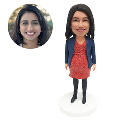 custom bobblehead figure pregnant in floral dress