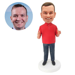 personalized bobblehead figure man with thumbs up