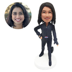 personalized bobblehead figure superhero black widow with one hand on the hips