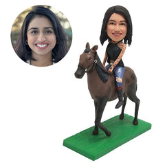 custom bobble head figure fashion lady rididng on a horse