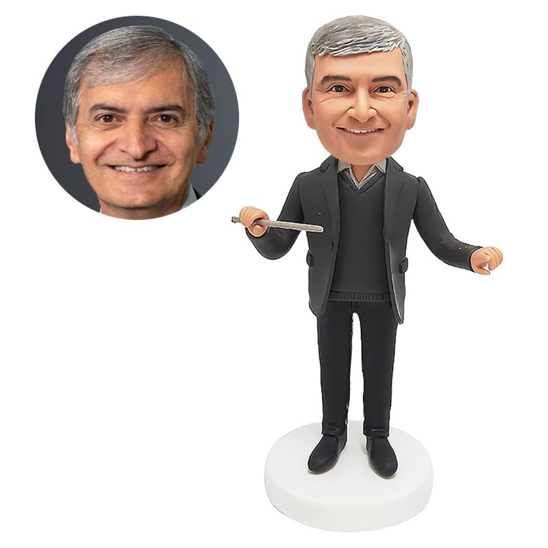 custom bobblehead figure male conductor holding a baton