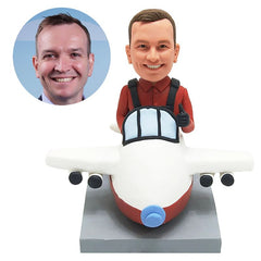 customised bobblehead figure pilot flying a plane