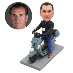 custom made bobblehead figure man riding a scooter