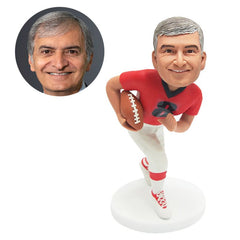 custom made bobblehead sport fan figure male football player holding a football