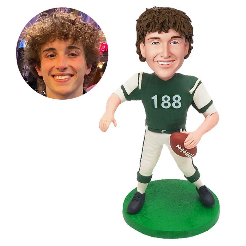 customised bobble head figure male football quarterback player