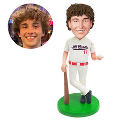 customized bobble head figure baseball fans holding a baseball bat