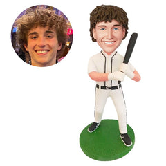 customized bobble head figure male baseball fans holding a baseball bat