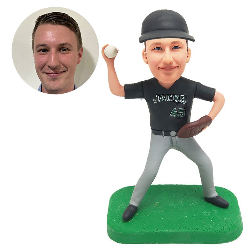 custom made bobblehead figure baseball pitcher figurine