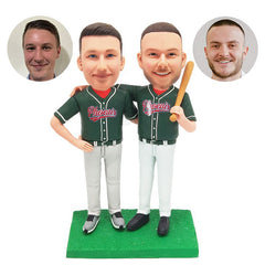 customised bobbleheads figures male baseball couple holding a baseball bat