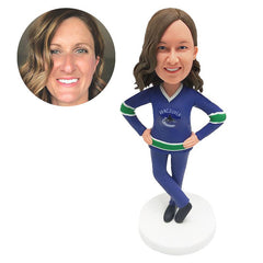 custom bobble head figure hockey female fans with hands on the hips