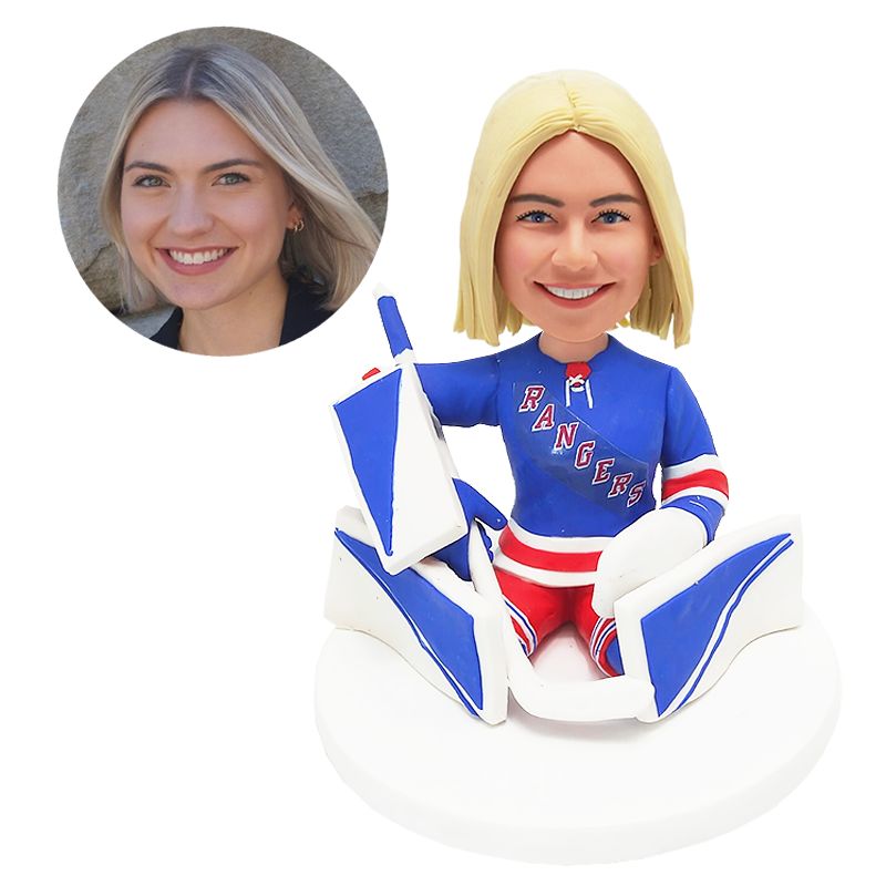 custom made bobble head figure female hockey goalie