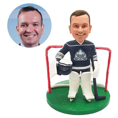 custom made bobble head figure male hockey goalie