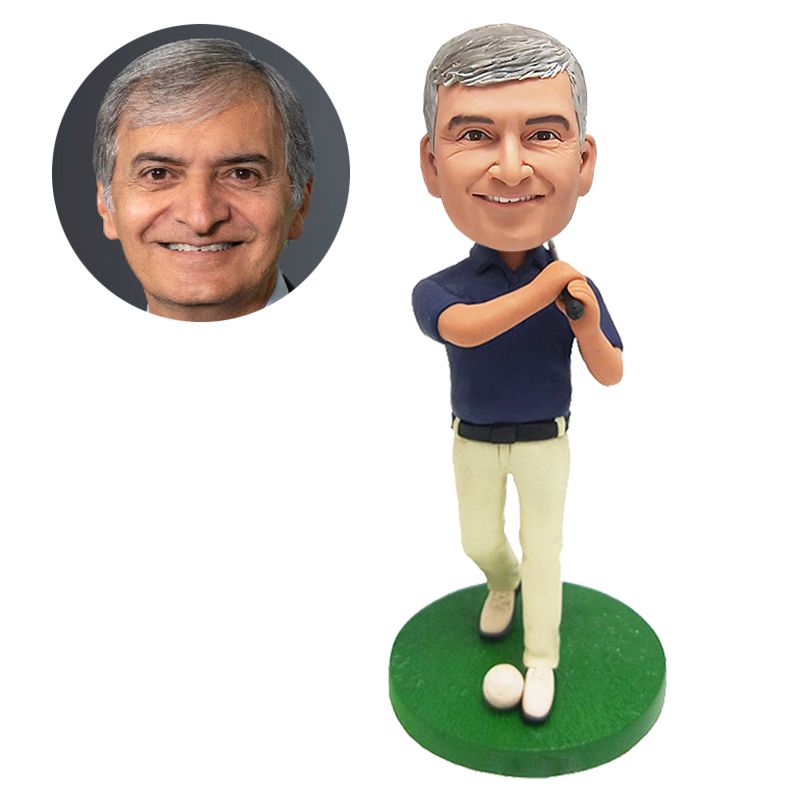 customized bobblehead figure male golfer waving golf club