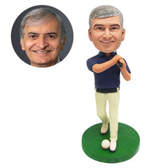 customized bobblehead figure male golfer waving golf club