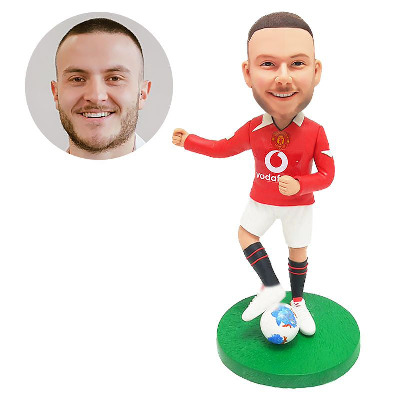 custom made bobblehead figure male soccer player manchester united fan