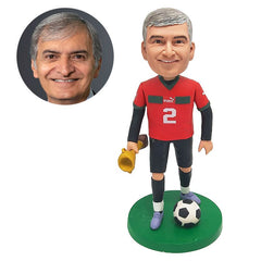 customized bobble head figure soccer champion holding a trophy