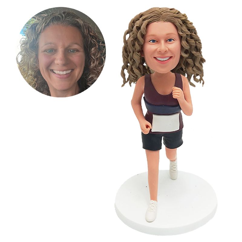 custom bobblehead figure runner female running marathon